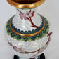 Chinese Enamel Brass Cloisonné Vase Gilt Cherry Blossom Bird Asian Decor