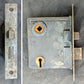 2 available Antique Vintage Old Reclaimed Salvaged Brass Steel Interior Door Lockset Knob Plate Lock