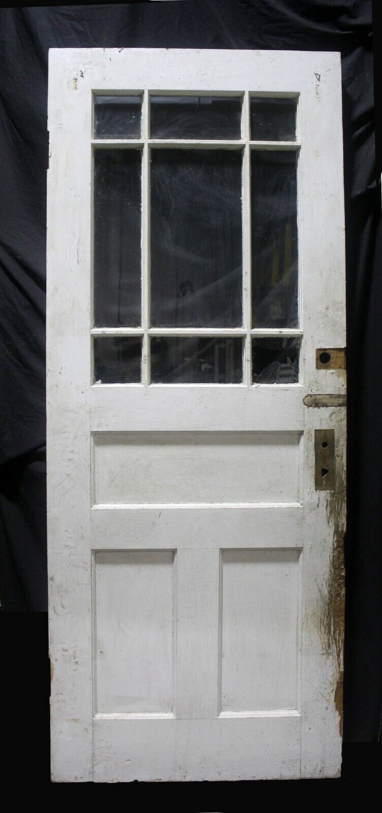 34"x86"x2" Antique Vintage Old Reclaimed Salvaged SOLID Wood Wooden Entry Exterior Door Window Glass