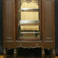 Antique Vintage Old Reclaimed Salvaged Wood Wooden Bowed Glass Curio China Cabinet Server Breakfront