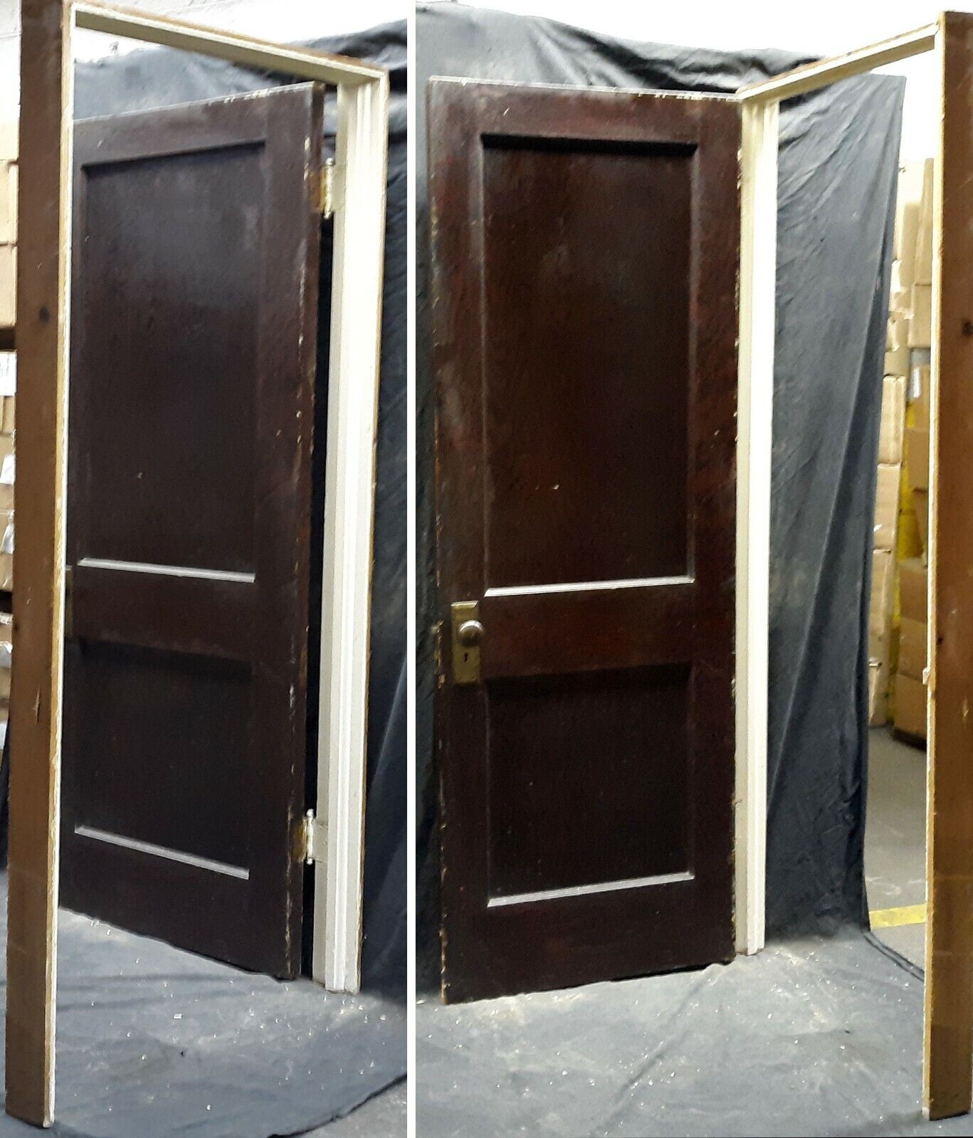 28"x77.5" PRE-HUNG Antique Vintage Old Reclaimed Salvaged Interior SOLID Wood Wooden Door 2 Panel Frame