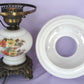 GWTW Style Lamp Milk Glass Globe Shade Painted Wild Flowers 3 Way w/Chimney VTG