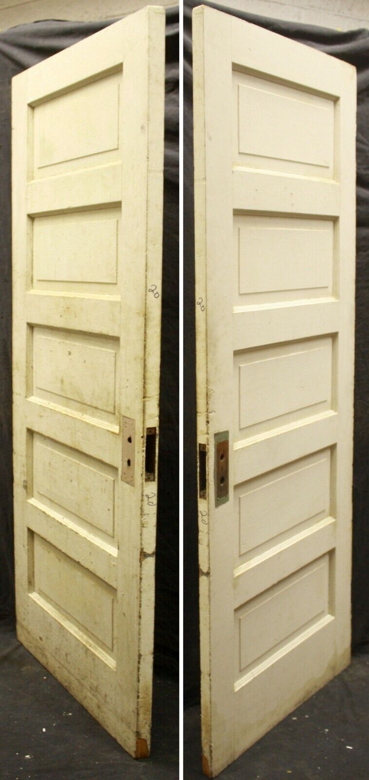 30"x78" Antique Vintage Old Reclaimed Salvaged Exterior Interior SOLID Wood Wooden Door 5 Panels