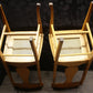 Pair Vintage Antique Old Reclaimed Salvaged Oak Wood Wooden Fiddle Bck Side Dining Chair Caned Seat