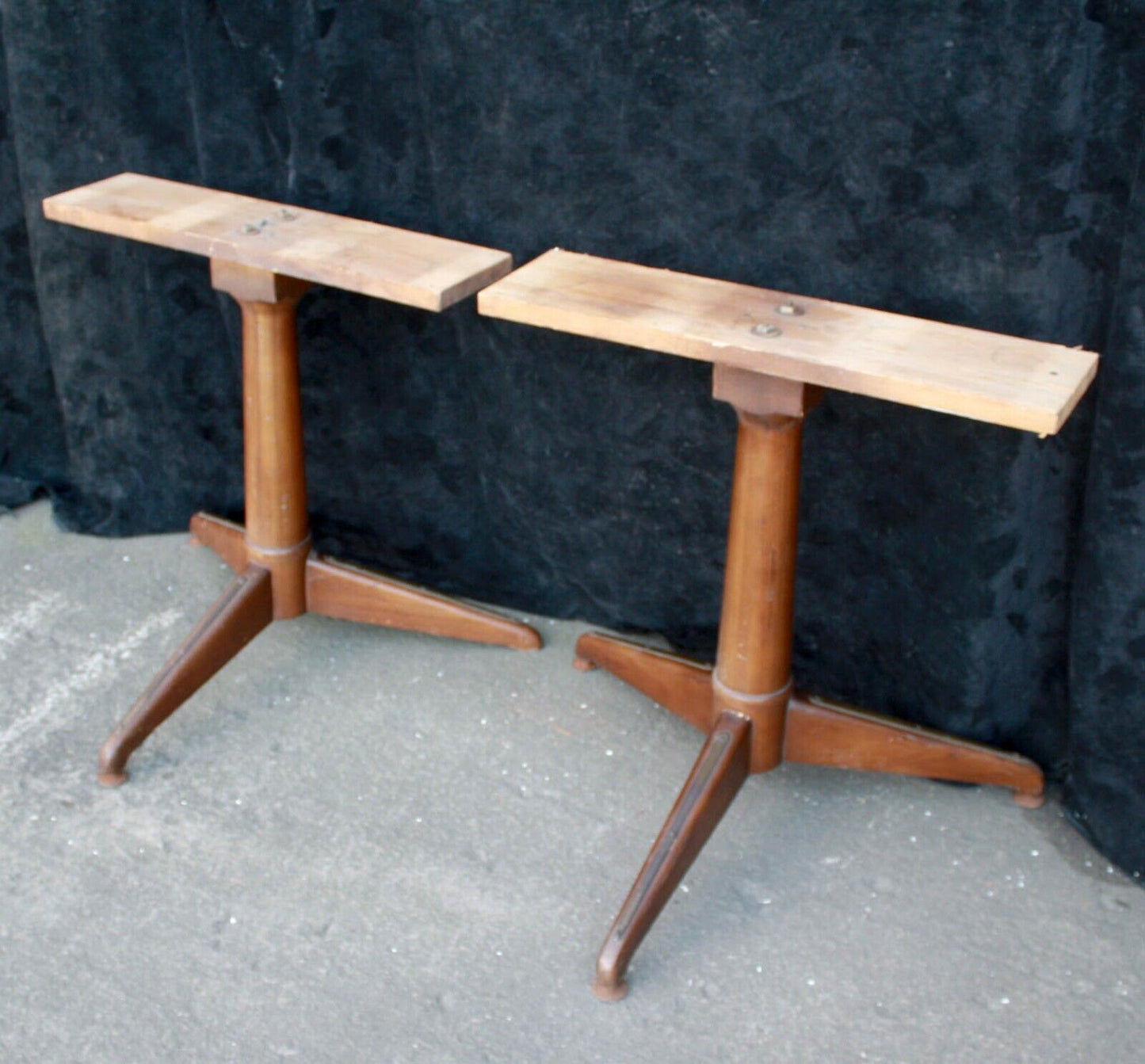Pair Antique Old Reclaimed Salvaged Vintage Mid Century Modern MCM Old Wood Wooden Table Legs Pedestals