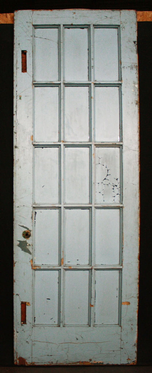 30"x95"x1.75" Antique Vintage Old Reclaimed Salvaged French Wood Wooden Door Window Beveled Glass Lites