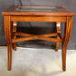 Vintage Old Reclaimed Salvaged Solid Wood Wooden Cherry Side End Accent Lamp Sofa Table Beveled Glass
