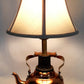 Vintage Art & Crafts Lamp Copper Brass Repurposed Teapot Kettle Handle Harp Country VTG