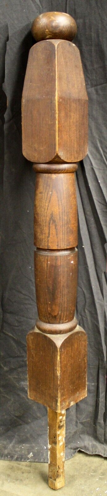 51"H Antique Vintage Old Reclaimed Salvaged Victorian Oak Wood Wooden Staircase Stair Newel Post Column Baluster