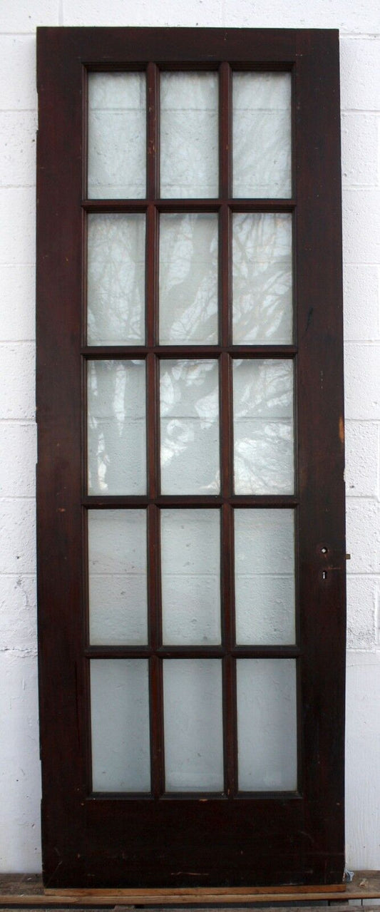 29.5"x87"x1.75" Antique Vintage Old Reclaimed Salvaged SOLID Wood Wooden French Door Window Wavy Glass