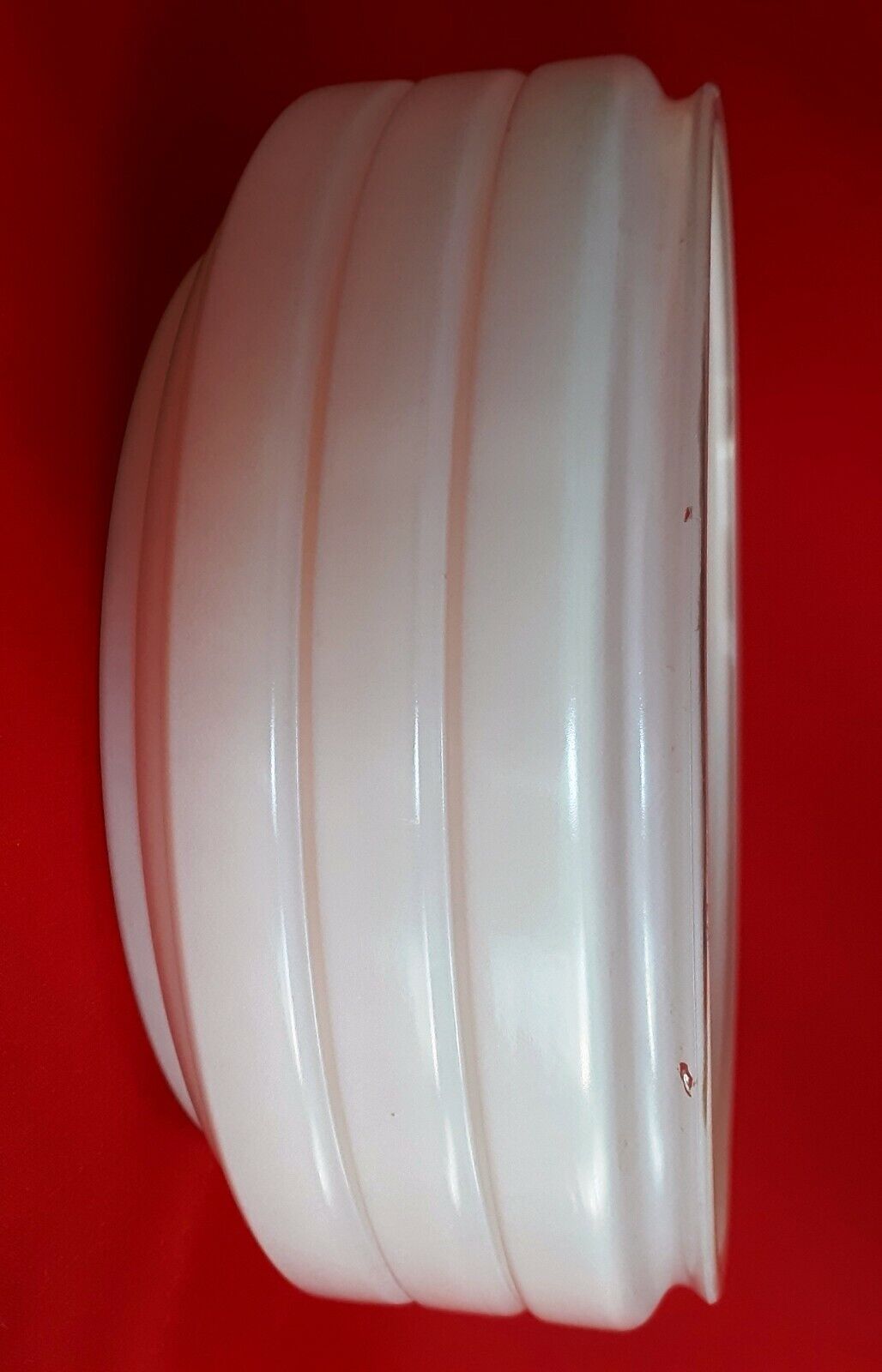 Vintage Off White Clear Thick Glass Drum Shape Large Light Shade Replacement Ceiling Wall Fixture Concentric Circles Round Cover 10" Fitter