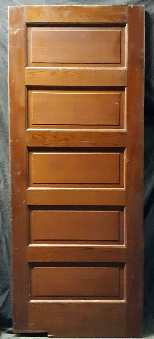 31.5"x79" Antique Vintage Old Reclaimed Salvaged Interior SOLID Wood Wooden Swinging Door 5 Panels