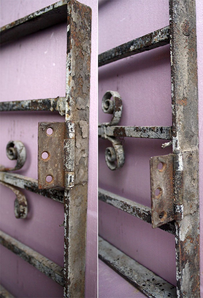 57"x15" Antique Vintage Old Reclaimed Salvaged Steel Iron Metal Fence Gate Door Panel Window Guard Grille