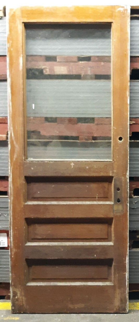 32"x83"x1.75" Antique Vintage Old Reclaimed Salvaged SOLID Wood Entry Doors Window Wavy Glass