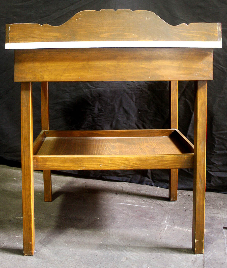 Vintage Antique Old Reclaimed Salvaged Wood Wooden Microwave Oven Stand Side End Table Cabinet Storage