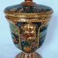 Satsuma China Hand Painted Ceramic Pottery Handles Urn Gilt Geisha Enamel +Stand