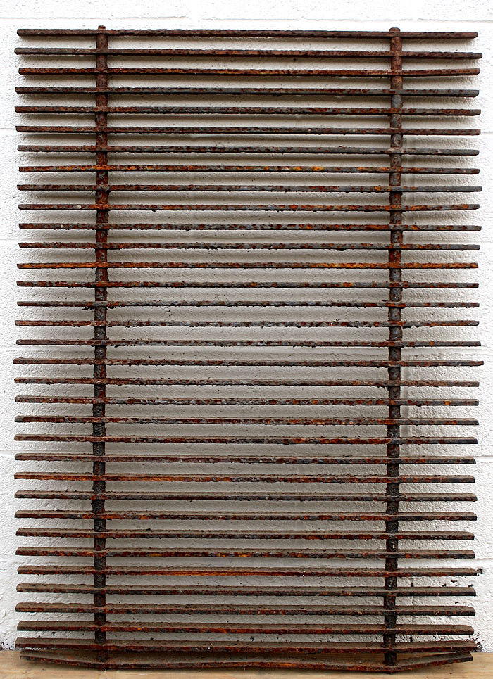 35"x48" Antique Vintage Old Reclaimed Salvaged Cast Iron Metal Gate Fence Panel Grille Industrial Factory