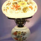 GWTW Style Lamp Milk Glass Globe Shade Painted Wild Flowers 3 Way w/Chimney VTG