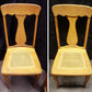 Pair Vintage Antique Old Reclaimed Salvaged Oak Wood Wooden Fiddle Bck Side Dining Chair Caned Seat