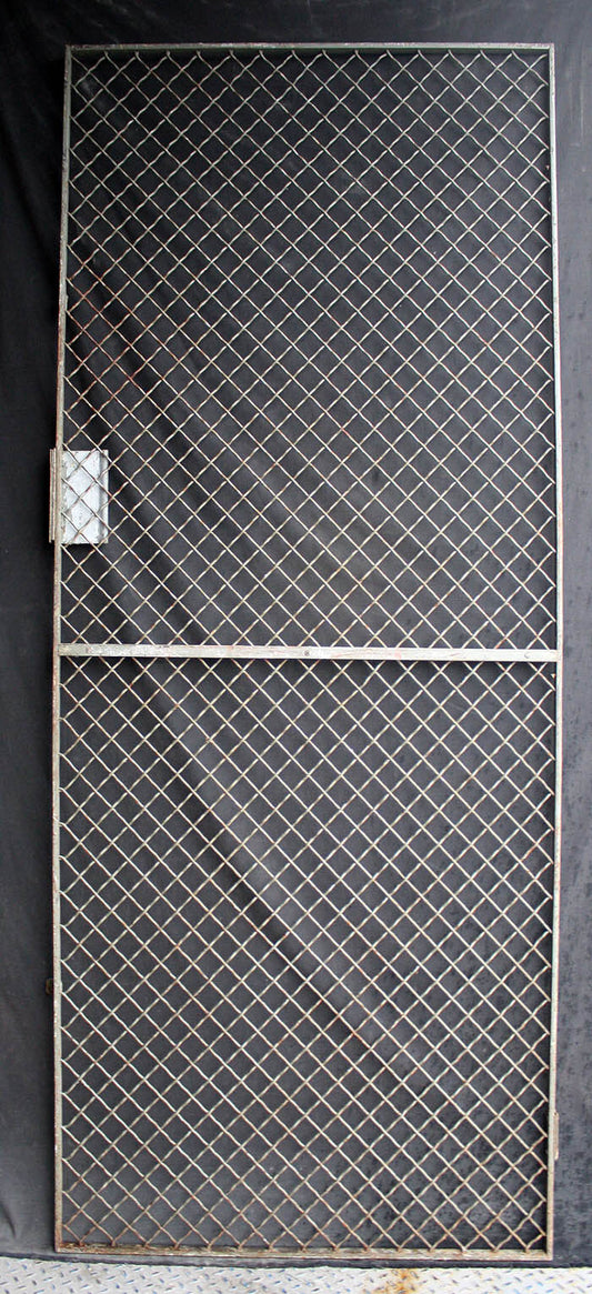 32"x79" Vintage Old Reclaimed Salvaged Steel Metal Fence Gate Door Panel Grille Industrial Factory