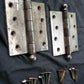 CLEAN Pair 4"x4" Antique Vintage Old Reclaimed Salvaged Chrome Steel Exterior Entry Door Hinges