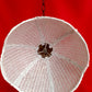 Wicker Rattan Pendant Hanging Lampshade Bell-Shaped Metal Chain White Painted