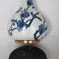 Chinese Enamel Brass Cloisonné Vase Gilt Blue Cherry Blossom Birds Stand -Mint