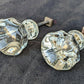 Pair BIG Vintage Antique Old Reclaimed Salvaged Hexagon Glass Dresser Drawer Furniture Knob Pull Handle