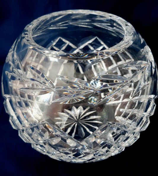 Kosta Boda Art Deco Lead Crystal Heavy Vase Contemporary Art Glass Globe Faceted Panels Cut Crystal Sphere Shape Elegant Glassware