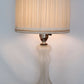 Unique Bulbous Mellow Shape Tall Lamp Frosted Glass Rose Pattern Brass w/ Harp