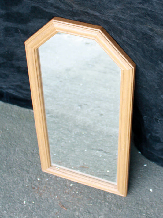 11"x22" Antique Vintage Old SOLID Oak Ash Wood Wooden Wall Hexagon Mirror Glass