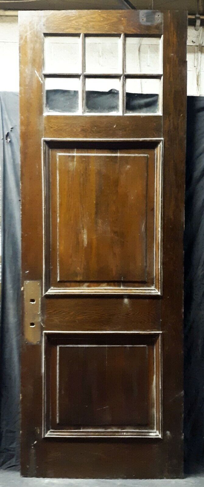 72"x100"x1.75" Pair Antique Vintage Old Reclaimed Salvaged Wooden Double Entry Exterior Doors Window
