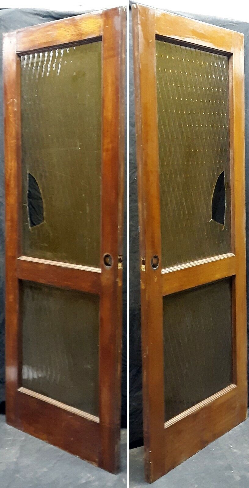 31.5"x79" Antique Vintage Old Reclaimed Salvaged Interior SOLID Wood Wooden Door 2 Window