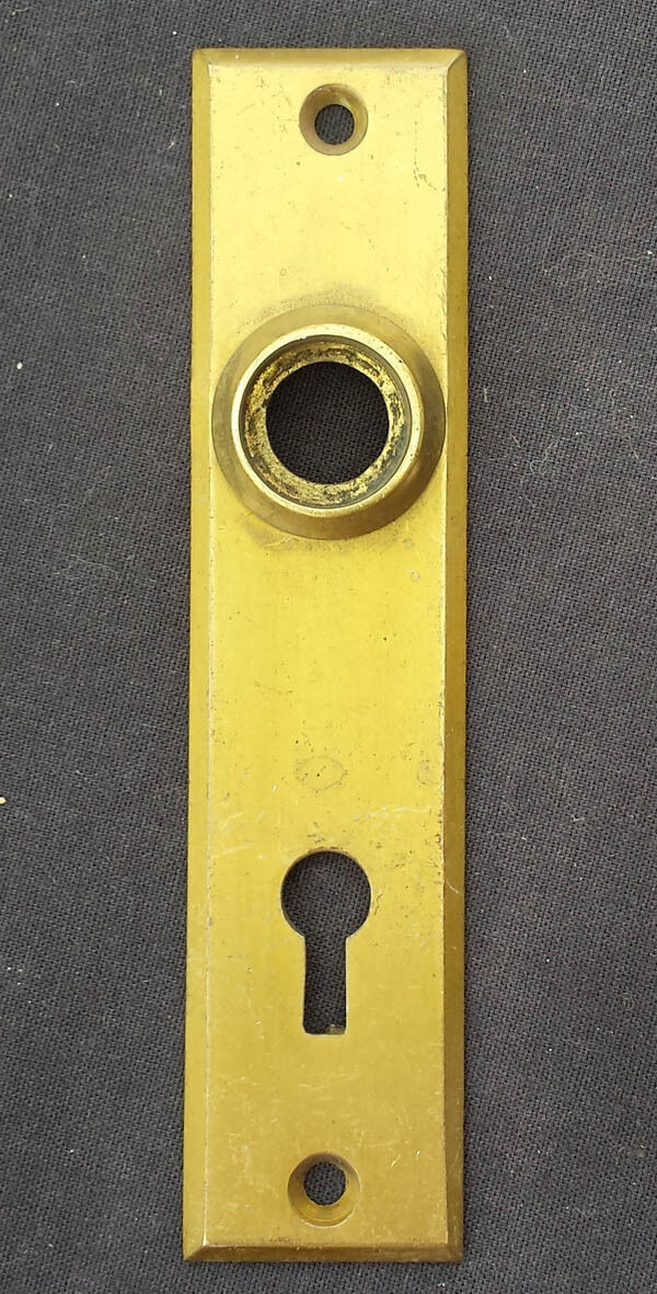 Vintage Old Reclaimed Salvaged SOLID Cast Brass Door Knob Doorknob Keyhole Plate Escutcheon Key Cover