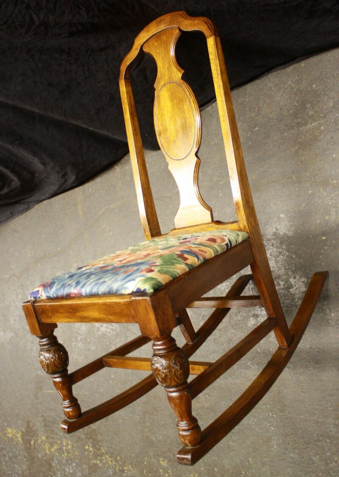 Antique Vintage Old Reclaimed Salvaged SOLID Walnut Wood Wooden Child Children's Kids Rocking Chair