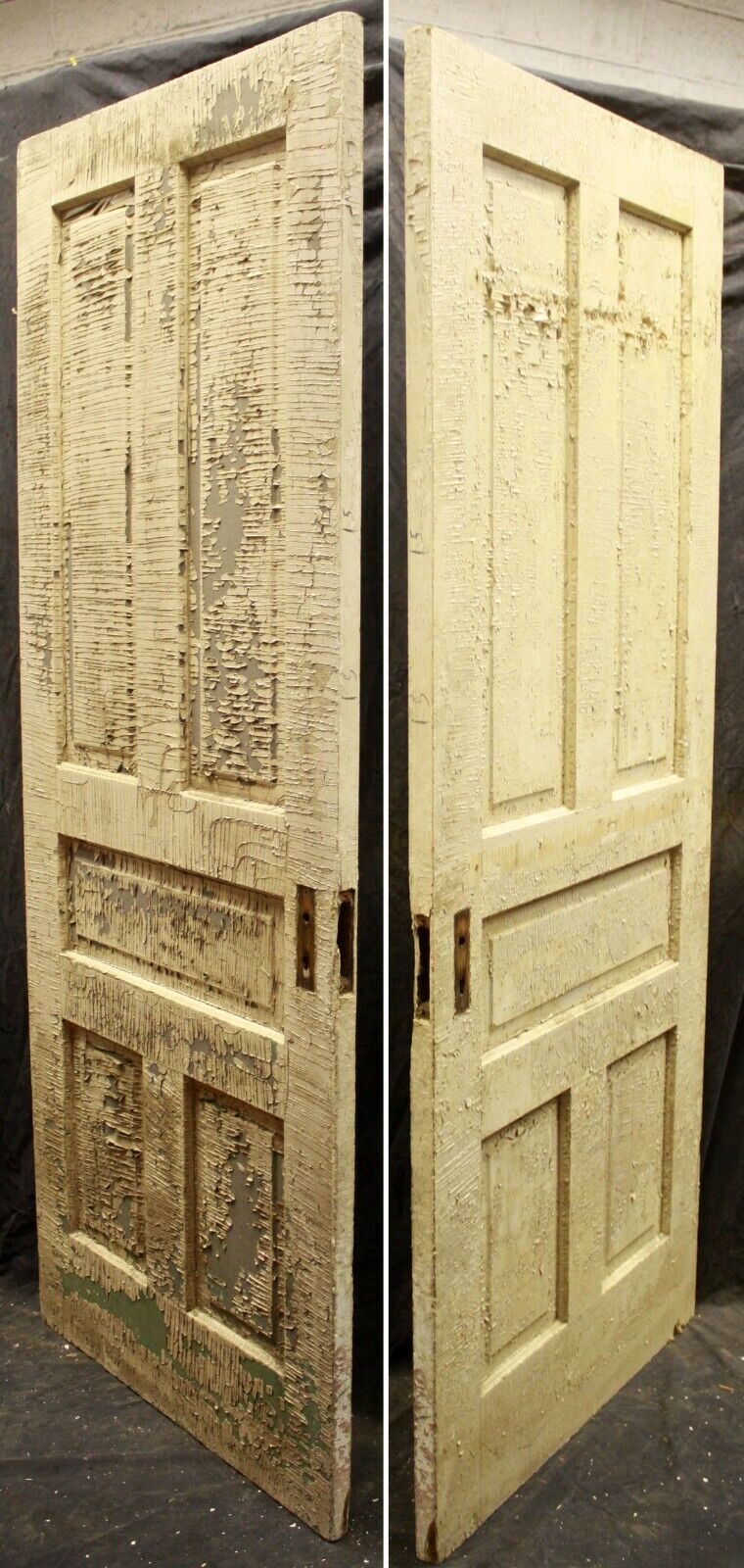 31.5"x80" Antique Vintage Old Reclaimed Salvaged Victorian Interior SOLID Wood Wooden Door 5 Panels