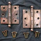 10 available CLEAN 5-Knuckle Pair 3"x3" Antique Vintage Old Reclaimed Salvaged Copper Steel Interior Door Hinges