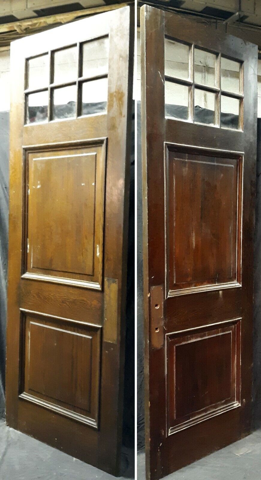 72"x100"x1.75" Pair Antique Vintage Old Reclaimed Salvaged Wooden Double Entry Exterior Doors Window