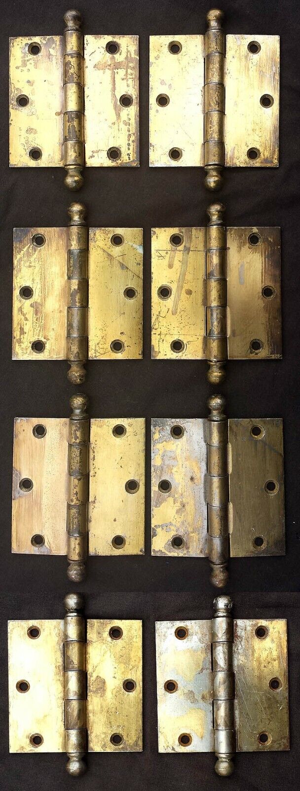 28 available CLEAN Pair 3.5x3.5 Antique Vintage Old Reclaimed Salvaged Brass Steel Interior Door Hinges