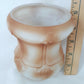 White Opaque Glass Lampshade Embossed Design Hand Painted Brown 2.25” Fitter