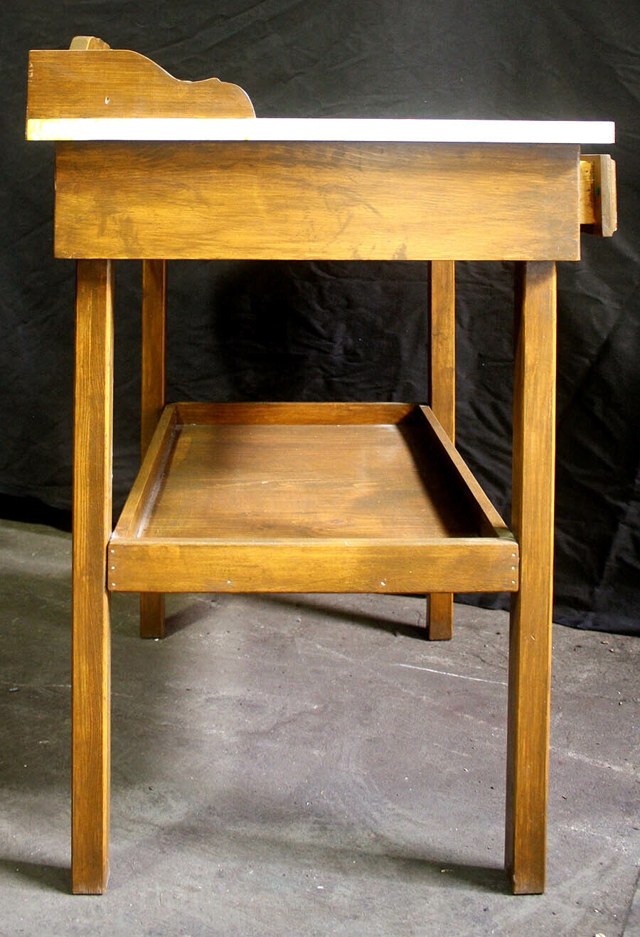 Vintage Antique Old Reclaimed Salvaged Wood Wooden Microwave Oven Stand Side End Table Cabinet Storage
