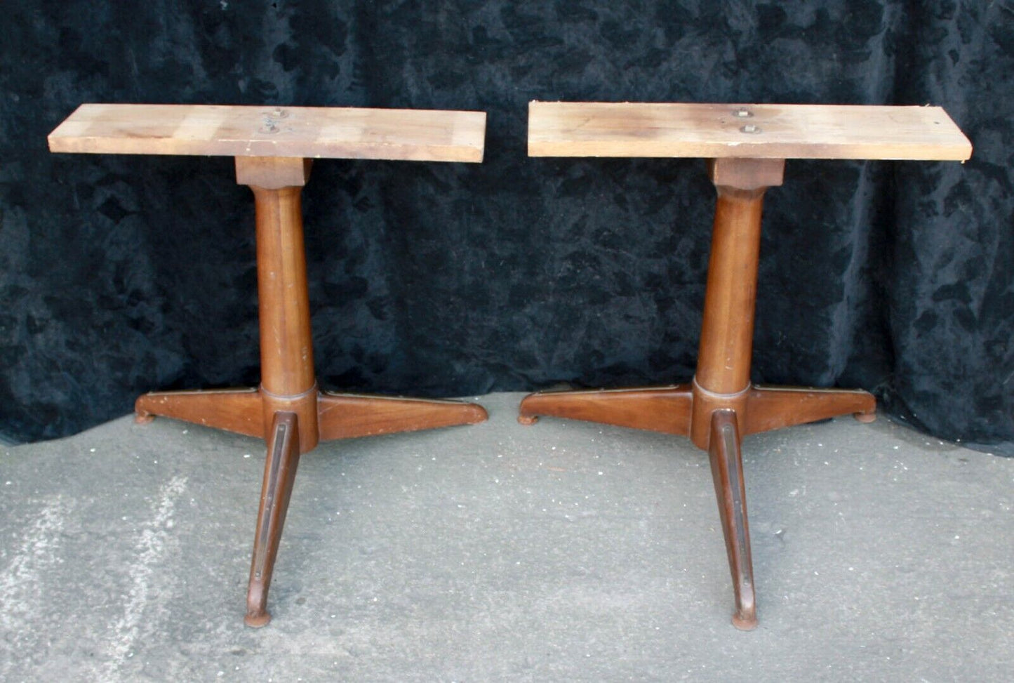 Pair Antique Old Reclaimed Salvaged Vintage Mid Century Modern MCM Old Wood Wooden Table Legs Pedestals
