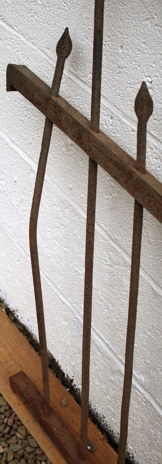 89"x38" Antique Vintage Old Reclaimed Salvaged Picket Spade Iron Metal Gate Fence Fencing Panel Angle