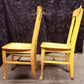 Pair Vintage Antique Old Reclaimed Salvaged Oak Wood Wooden Fiddle Bck Side Dining Chair Caned Seat
