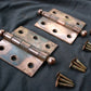10 available CLEAN 5-Knuckle Pair 3"x3" Antique Vintage Old Reclaimed Salvaged Copper Steel Interior Door Hinges