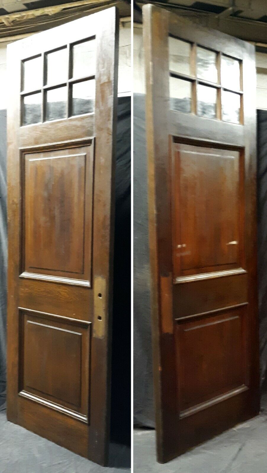 72"x100"x1.75" Pair Antique Vintage Old Reclaimed Salvaged Wooden Double Entry Exterior Doors Window