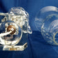 Vintage Art Deco Stacked Cut Lead Crystal Glass Lamp w/Dangling Crystals Glass Lampshade