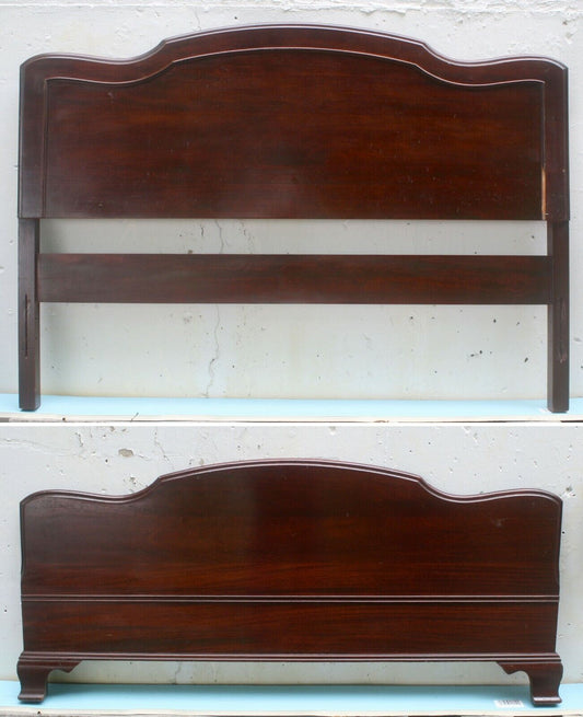 Vintage Antique Old Reclaimed Salvaged Mahogany Wood Wooden Full Sz Bed Frame Head Foot Board Headboard