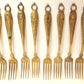 Turkish Brass Embossed Matching14 Demitasse Serving Spoons and Forks Islam Muslim Tableware Star Moon Collectible Tableware Marked ISTAMBUL