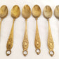 Turkish Brass Embossed Matching14 Demitasse Serving Spoons and Forks Islam Muslim Tableware Star Moon Collectible Tableware Marked ISTAMBUL